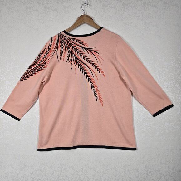 VTG Bob Mackie Wearable Art Cardigan Jacket sz XL Peach Black Zip Up Artsy READ - Picture 7 of 14